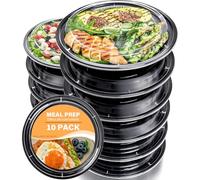 hjwanyin Lot de 10 récipients alimentaires ronds en plastique de 700 ml - Réutilisables sans BPA avec couvercles hermétiques - Passent au micro-ondes, au congélateur et au lave-vaisselle - Bols à