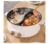 HJXBD888 Appareil A Fondue, Double Interrupteur de Commande Multi-Fonctions Multi-Fonctions Fondue Chinoise Traditionnelle, Convient Aux Petites FêTes (avec 2 Filets Non éTanches),7.5L