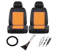 HJXBD888 Chaleureux Coussin Siege Auto Livré avec Pelle à Neige Et Housse De Volant Housses De Siège Auto d'hiver Confortables,Black-twoseats+steeringwheelcover