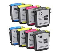 HJXcTRH Jeu de Cartouches d'encre compatibles 10 82, Compatible avec Traceurs DesignJet 500 500ps 800 800ps HP10 HP82 HP500 HP800(for 10 82 2set)