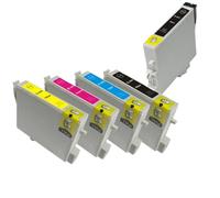 HJXcTRH Jeu de Cartouches d'encre compatibles T0441, T0442, T0443, T0444, Compatible avec Stylet C64, C66, C84, C84N, C84WN, C86, CX3600, CX3650, CX4600, CX6400, CX6600(1Set Add 1PCS Black)