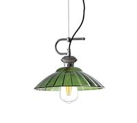 HJXDtech Suspension Industrielle en Côtelé avec Accents Chromés, Luminaire de Plafond avec 180cm Réglable Câble, E27 Lampe Suspendu Lustre pour Cuisine Salle à Manger Chambre (Vert, 30cm)