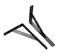 HJXGQJM Équerre D’étagère Noir - Triangle Équerre Étagère 30cm, Equerre Etagere Murale, Roulement De Charge 100kg, Gain De Place（2 Pièces Equerres Etageres Murale(150x100mm)