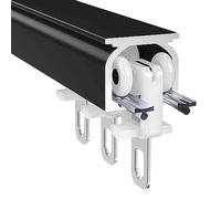 HJXGQJM Rail De Rideau Rail Rideaux Plafond Tringles Rideaux Barre Rideau Tringle Rail pour Rideaux en Aluminium Rail Droit Metal Rail Tringle À Rideau De Douche(Black (Top Mount),5m/16.4ft)