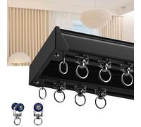 HJXGQJM Rail De Rideau Rétractable, Rails De Rideaux Nano Silence, Rail De Rideau sans Mesure 3 M, Rideau Robuste Conjoint Double Rail en Alliage D'aluminium(Black,270 CM(8.86FT))
