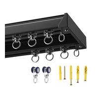HJXGQJM Rails À Rideaux Doubles, Rail De Rideau De 3m, Ensemble De Rail De Plafond en Aluminium pour Rideaux, with Mute Track Curtain Room Divider pour Salon, Douche(Black,310 CM(10.17FT))