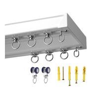 HJXGQJM Rails À Rideaux Doubles, Rail De Rideau De 3m, Ensemble De Rail De Plafond en Aluminium pour Rideaux, with Mute Track Curtain Room Divider pour Salon, Douche(White,280 CM(9.19FT))