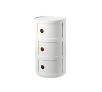HJYBFA Armoire de Rangement Ronde à 2/3/4 Niveaux avec tiroirs, Table d'appoint et Porte coulissante. Idéale pour Chambre, Salon, Bureau ou dortoir (Blanc, 12,60 x 12,60 x 22,83 po