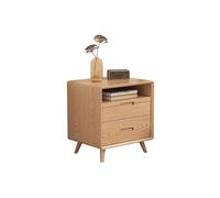 HJYBFA Chambre moderne en bois massif pur blanc avec double tiroirs de rangement - style nordique du milieu du siècle, table basse simple en bois extractible rétro (couleur : Colo