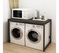 HJYBFA Meuble de Rangement Double pour Machine à Laver, buanderie, Salle de Bain et Toilettes, 128 x 60 x 99 cm, Robuste, capacité de 150 kg, Finition Noire élégante.