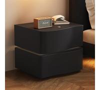 HJYBFA, Table de chevet LED intelligente, moderne et simple, pour chambre à coucher avec 2 tiroirs de rangement, style crème suspendu, petite armoire créative en bois massif (noir, 15,7 x 1