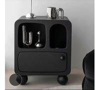 HJYBFA Tables de Chevet Modernes avec tiroirs, Petite Table d'appoint sphérique en Cuir Microfibre pour Chambre à Coucher et Salon (Noir)