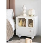 HJYBFA Tables de Chevet Modernes avec tiroirs, Petite Table d'appoint sphérique en Cuir Microfibre pour Chambre à Coucher et Salon (Blanc)