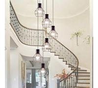 HJYCLFAZU 5 lumières | 6 escalier en colimaçon rétro escalier lumière Longue Moderne Style Industriel Complexe bâtiment Appartement Salon plafonnier Fer forgé 35x150cm