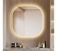 HJYCLFAZU Miroir de Salle de Bain à LED avec éclairage, Miroir carré Moderne et Tendance, Miroir de courtoisie Mural éclairé, Miroir de Maquillage à LED à intensité Variable