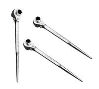 HJYDGJ Lot de 2 clés à cliquet réversibles 19/22 mm pour construction d'échafaudage, clé à cliquet à cliquet droite/gauche double hexagonale, clé à cliquet polygonal