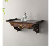 HJYXXSR Autel bouddhiste mural avec plateau extensible, étagère murale en bambou, table de prière et de méditation adaptée aux petits espaces 40 x 30 x 19,8 cm