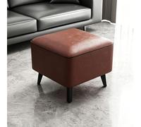 HJYXXSR Petit Pouf en Cuir, Pouf en Forme de Cube, Rembourrage Confortable, Cadre en Bois Massif, Banc à Chaussures d'entrée, adapté aux Chambres, Salons, Bureaux, entrées Brown B