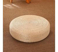 HJYXXSR Pouf Rond tissé en Corde Boho, Coussin de Sol à Bords Ronds de Style Japonais, adapté au Salon, à la Chambre à Coucher, à la Baie vitrée, au Balcon D:40cm/15.7" H:10cm/3.9"