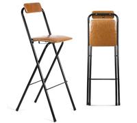 HJYXXSR Tabourets de Bar pliants, tabourets Hauts Portables avec dossiers et Rembourrage Doux, adaptés aux îlots de Cuisine et aux Salons familiaux Brown 70cm/27.6in