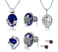 HJYZY 6 Pièces The Vampire Diaries Colliers Ensemble de Bijoux Salvatore Damon Stefan Bague de Blason Familiale Ru oucles d'Oreilles pour Femmes