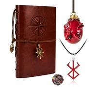 HJYZY Berser.k Ensemble de collier en cuir pour journaux, carnets, accessoires de cosplay Behelit avec autocollants 13 pièces, Métal, Pas de gemme