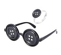 HJYZY Coralime Lot de 2 anneaux boutons yeux lunettes anime Bijoux Accessoires pour Halloween Costume Cosplay Film Accessoires Robe, multicolore