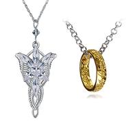 HJYZY Hobb1t Lot de 2 colliers avec pendentif elfique en forme de feuille Arago Arvven - Doré