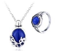 HJYZY Lot de 12 colliers avec pendentif en cristal saphir The Vampire Diaries - Bague Klaus Mikaelson pour les fans Argenté
