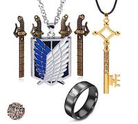 HJYZY Lot de 13 colliers avec pendentif ailes de la liberté - Avec inscription « Eren Jeager », Zinc