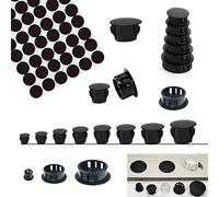 HJYZY Lot de 154 bouchons de trou en plastique 5 mm/6 mm/8 mm/10 mm/16 mm/18 mm/20 mm/22 mm pour trous d'armoire, noir