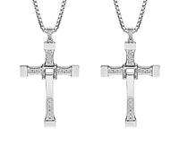 HJYZY Lot de 2 colliers avec pendentif en forme de croix en argent - Cadeau pour mari/parent/ami