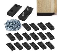 HJYZY Lot de 30 pieds de meubles rectangulaires en caoutchouc pour rehausser les pieds de meubles, résistants à l'humidité, antidérapants, isolation phonique avec vis (noir)