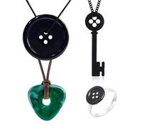 HJYZY Lot de 4 bijoux en coralime avec anneau et anneau en pierre pour costume d'Halloween, accessoires de cosplay, accessoires de cinéma, 1, Résine, Pas de gemme