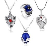 HJYZY Lot de 4 bijoux Vampire Diar.s Daywalking Katherine Sapphire Elena Gilbert ouverture verveine Bonnie Collier Daylight Walking Signet Carolims Bague de cosplay pour les fans, Zinc, Pas de gemme