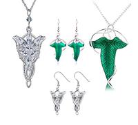 HJYZY Lot de 4 boucles d'oreilles elfiques vintage en forme de feuille verte avec pendentif en forme de feuille