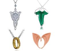 HJYZY Lot de 4 broches avec pendentif en forme de feuille verte elfique