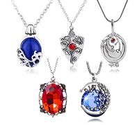 HJYZY Lot de 5 colliers avec pendentif en forme de verveine Elena Gilbert - Pour cosplay - Motif lune cosmique et croissant de lune et Bonnie