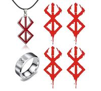HJYZY Lot de 6 colliers Berserkers Behelit en acier inoxydable - Tatouages temporaires - Accessoires de cosplay - Cadeau pour hommes et fans, One Size, Métal, Pas de gemme