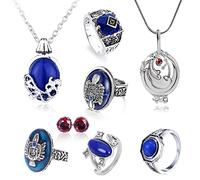 HJYZY Lot de 8 boucles d'oreilles à tige avec médaillon en forme de verveine avec inscription « Vampire Diaries » - Katherine Sapphire Elena Gilbert, Zinc, Saphir, diamant
