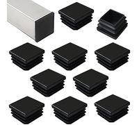 HJYZY Lot de 9 bouchons à lamelles carrés - 70 x 70 mm - Pour tubes en métal, insert de guidage de clôture pour chaises et meubles - Noir
