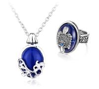 HJYZY The Vampire Daylight Walking Chevalière Damon Set Daywalking Katherine Saphir Cristal Pendentif Collier avec Autocollants 12 pcs, Zinc, Pas de gemme