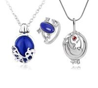 HJYZY The Vampire Diaries Lot de 13 colliers avec pendentif en forme de médaillon ouvrant Katherine Saphir Elena Gilbert, Alliage de zinc, Sans pierre précieuse, Argenté