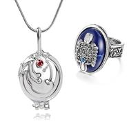 HJYZY The Vampire Jewelry Elena Gilbert Lot de 12 colliers avec pendentif en forme de verveine ouvrant la lumière du jour et bague de Damon pour les fans