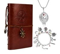 HJYZY The Vampire Parure de bijoux vintage en cuir pour femme Journal Elena Carnet de notes Daywalking Katherine Bracelet Stefan Family Collier 3 pièces, 1, Métal, Pas de gemme