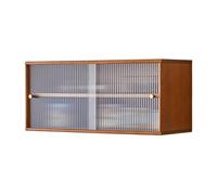HJZALMI Meubles De Cuisine avec Étagères Réglables, Meuble De Rangement Mural Indépendant, Placard Mural avec Portes en Verre Trempé, pour Salle À Manger, Bureau(Cherry,60x35x30cm)