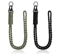 HJZHII 2 Pièces porte badge tour de cou,cordon tour de cou porte badge cordons avec mousqueton en Paracorde Lanière Tressée Lanyard Strap Neck pour Clés Téléphone Portable Appareils Photo vert noir