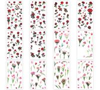 HJZHII Autocollants roses, 12 pièces autocollants fleurs, tulipes, stickers muraux pour scrapbooking, fabrication de cartes, journaling, enveloppe, bouteille d'eau, bricolage, artisanat