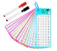 HJZHII Cartes mémoire de soustraction de 1 à 12, 14 cartes mémoires mathématiques réutilisables avec jeux de test de quiz avec 2 marqueurs effaçables à sec de la 1ère à 3e année