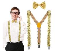 HJZHII Cravate à Paillettes Homme Noeud Papillon Pour Carnaval, Bretelles Clignotantes Accessoires